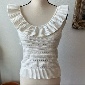 Milly scoop neck crochet bohemian ruffle halter tank top